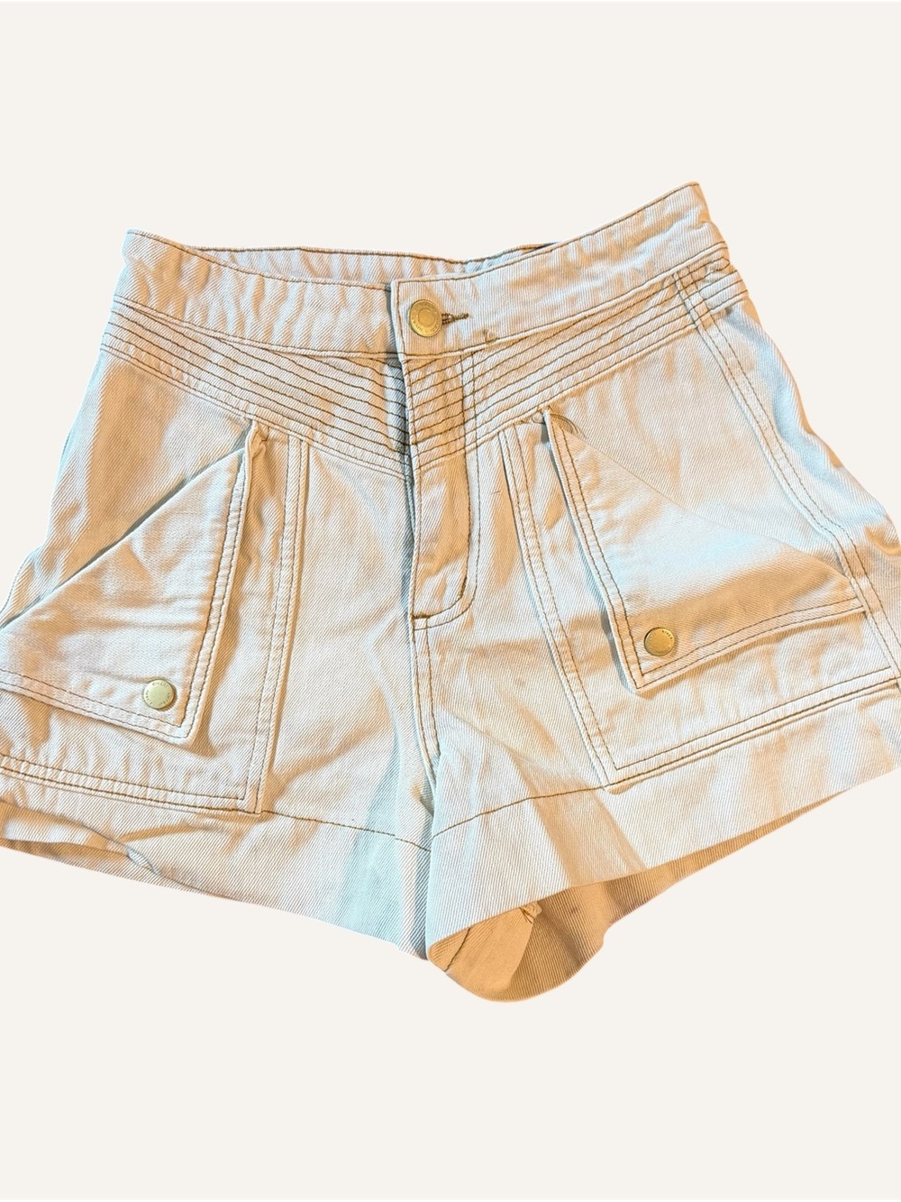 Kivari Cream Contrast Stitch Shorts